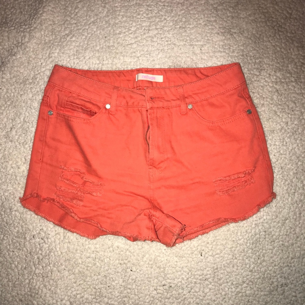 Orange high waisted shorts