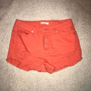 Orange high waisted shorts