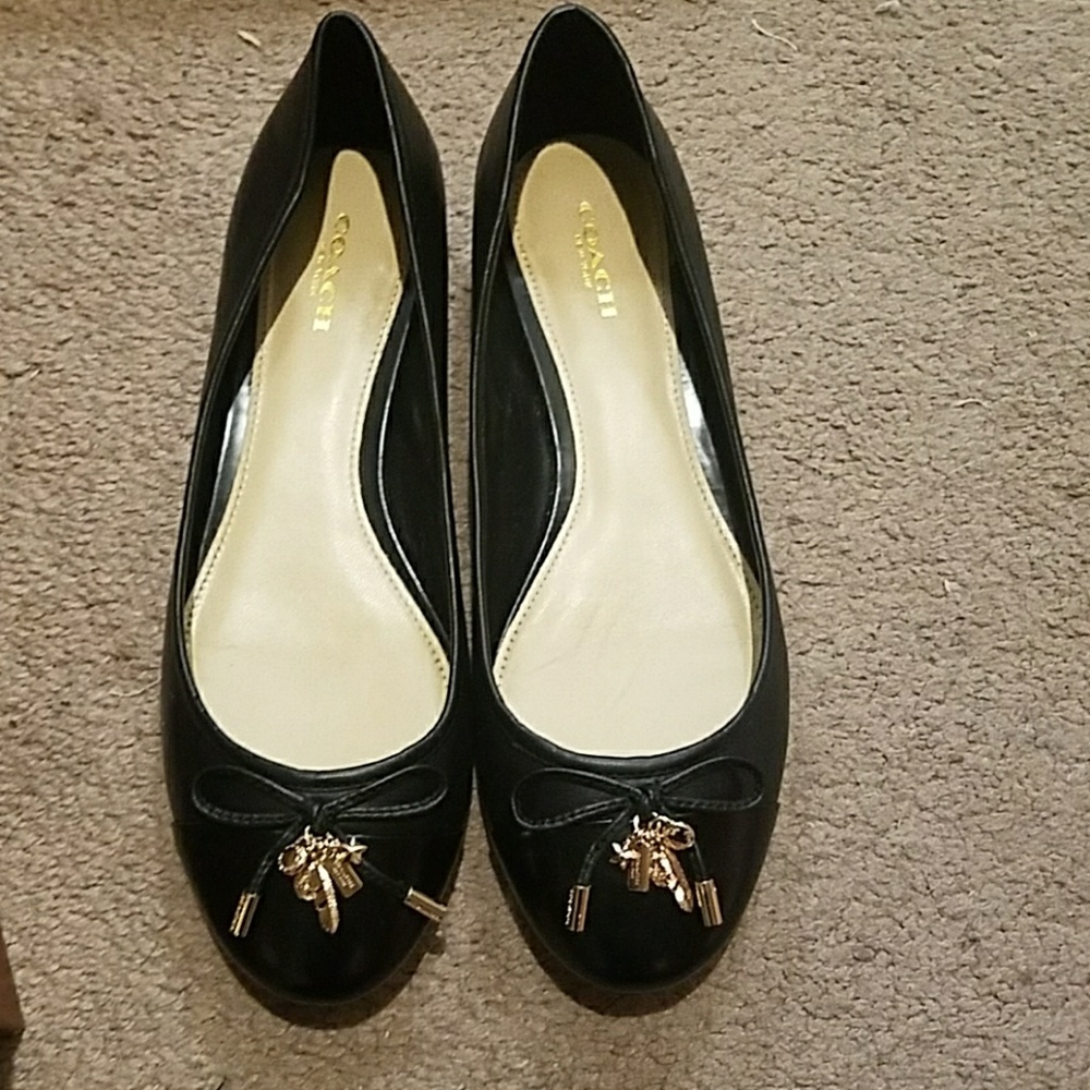 Coach Black Noella leather flats size 8