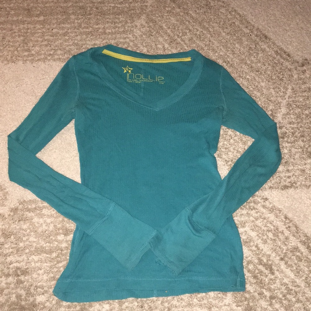 Nollie Turquoise long sleeve ribbed T-shirt