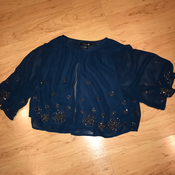 Forever21 Chiffon beaded jeweled shawl/cardigan - Picture 2 of 6