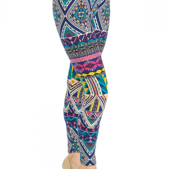 Y2K Chevron Color Festival Leggings Stretch Pants Size S M L Pink Owl Apparel - Picture 3 of 4