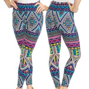 Y2K Chevron Color Festival Leggings Stretch Pants Size S M L Pink Owl Apparel