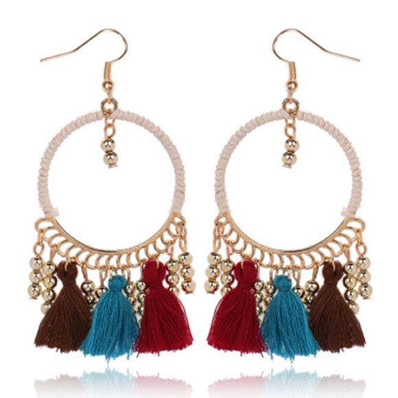 Tassel Hoop Earrings - Picture 1 of 3