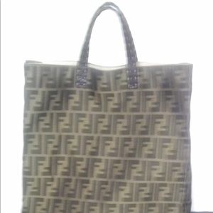 Fendi canvas bag with leather strap