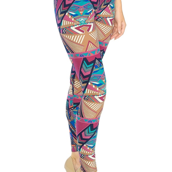 Y2K Loud Aztec Festival Print Leggings Stretch Pants Size S M L Pink Owl Apparel - Picture 3 of 4