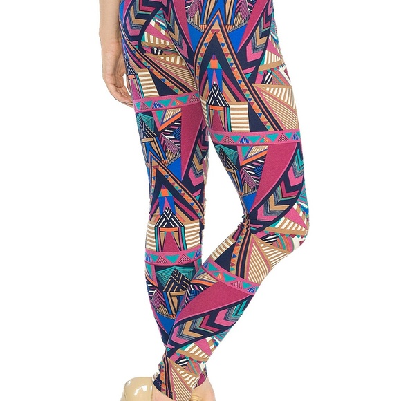 Y2K Loud Aztec Festival Print Leggings Stretch Pants Size S M L Pink Owl Apparel - Picture 4 of 4