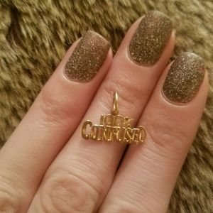 Real 14kt Gold "100% CONFUSED" Charm