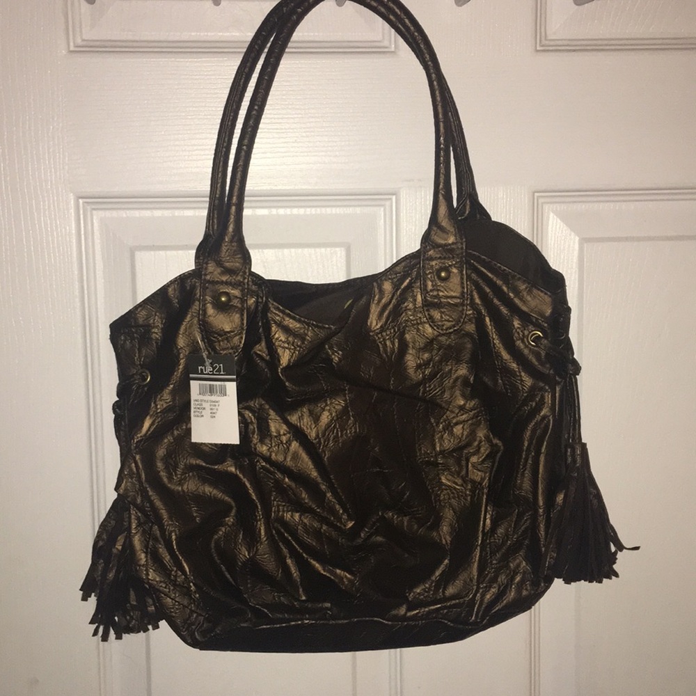 NEW Rue 21 Metallic Bronze/Brown purse w/tassels