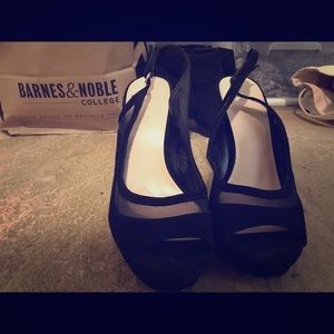 Slightly used black heels with mesh