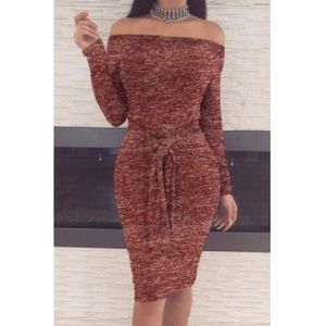 Casual Sweater Tie Dress NWT Wine Color