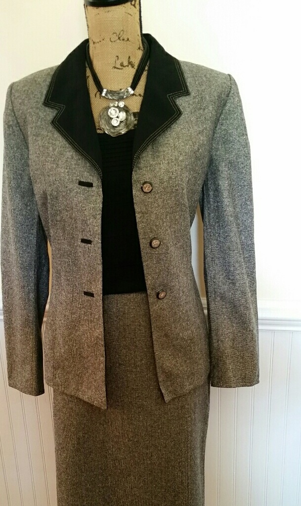 Kasper black and silver metallic suit