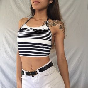 Striped Halter Crop Top