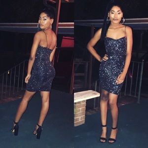 Black Sparkly Fitted Mini Dress