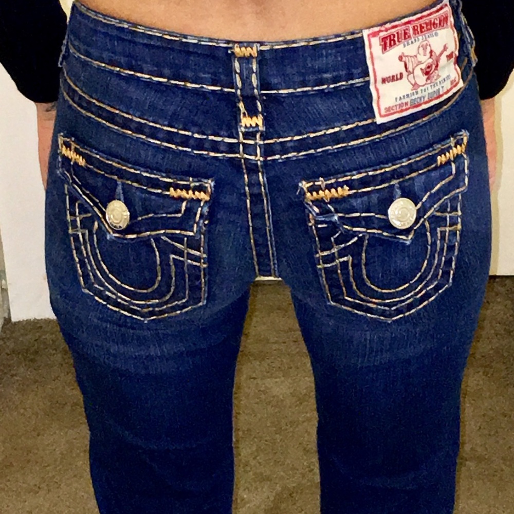 NWOT wide leg low True Religion wide stitch jeans - Picture 2 of 8