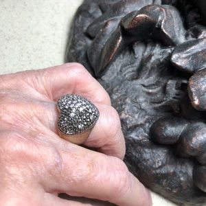 Beautiful sterling marcasite and crystal ring