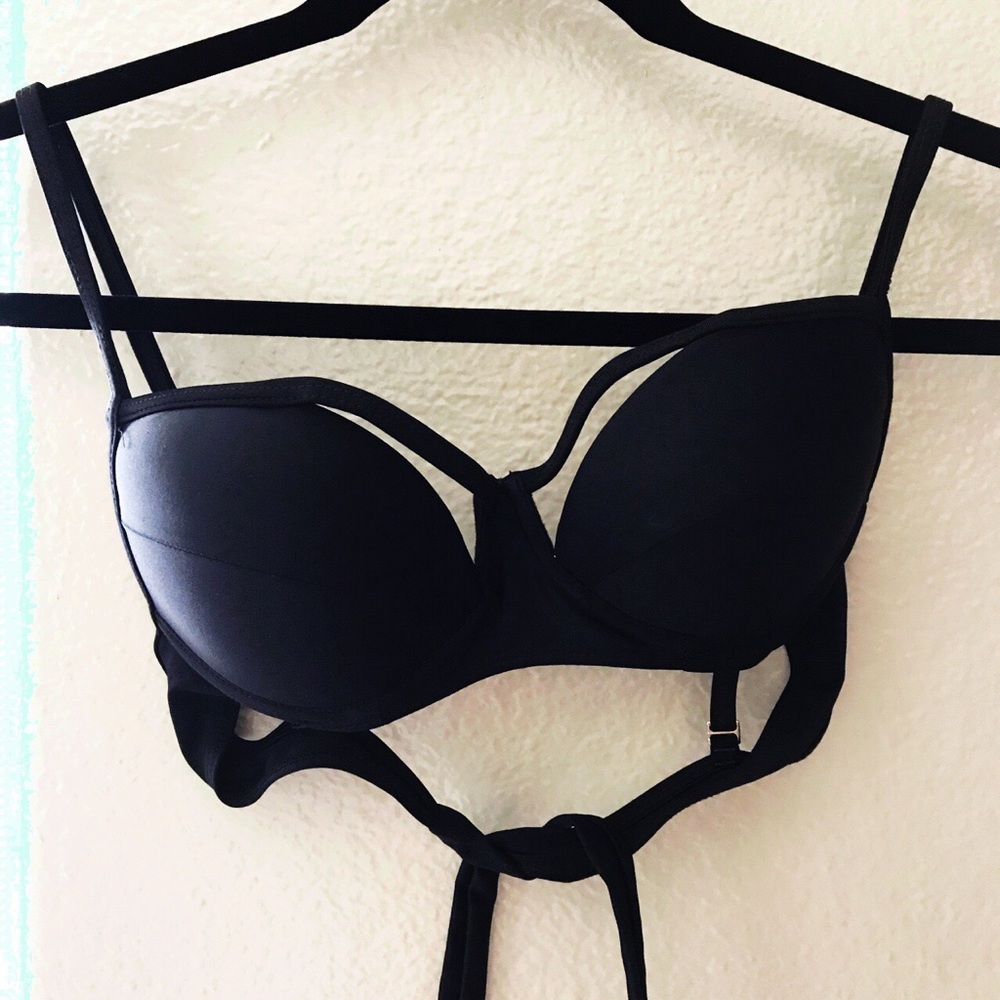 Strappy Caged Halter Bikini Top