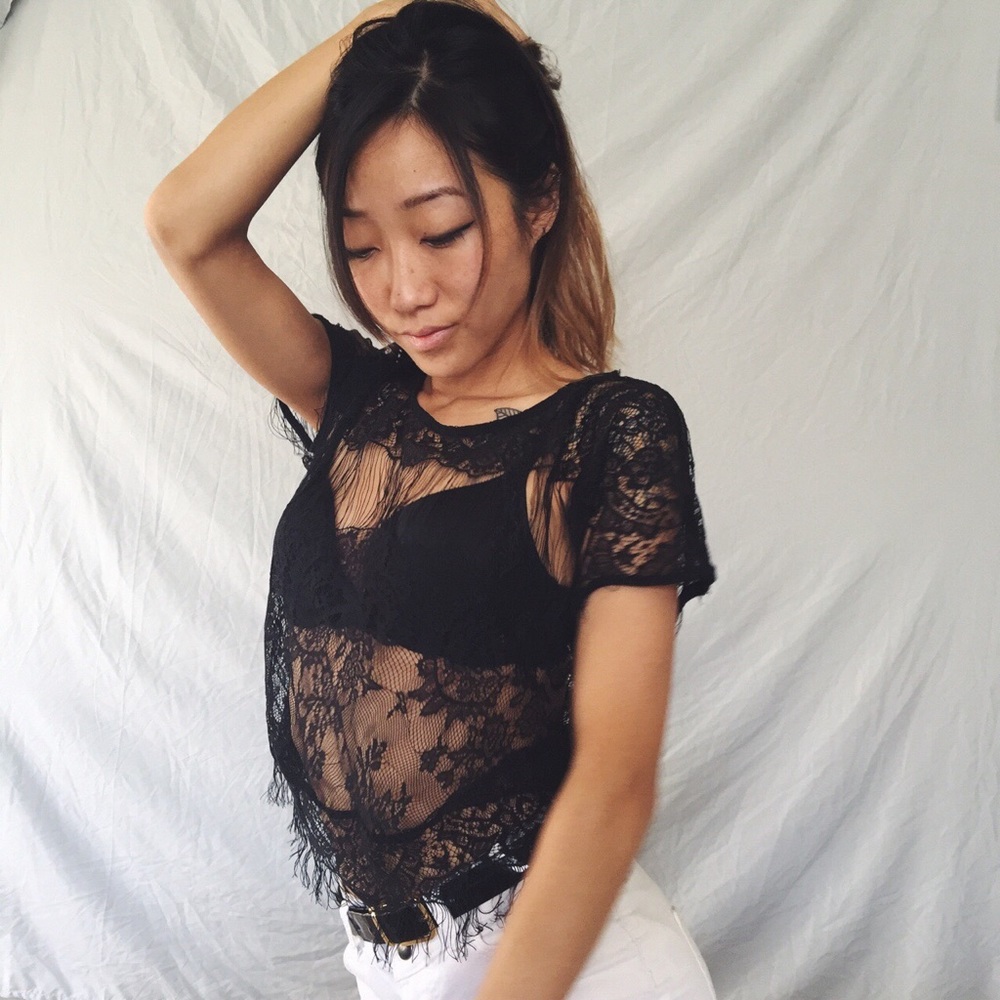 Stringy Lace Sheer Top