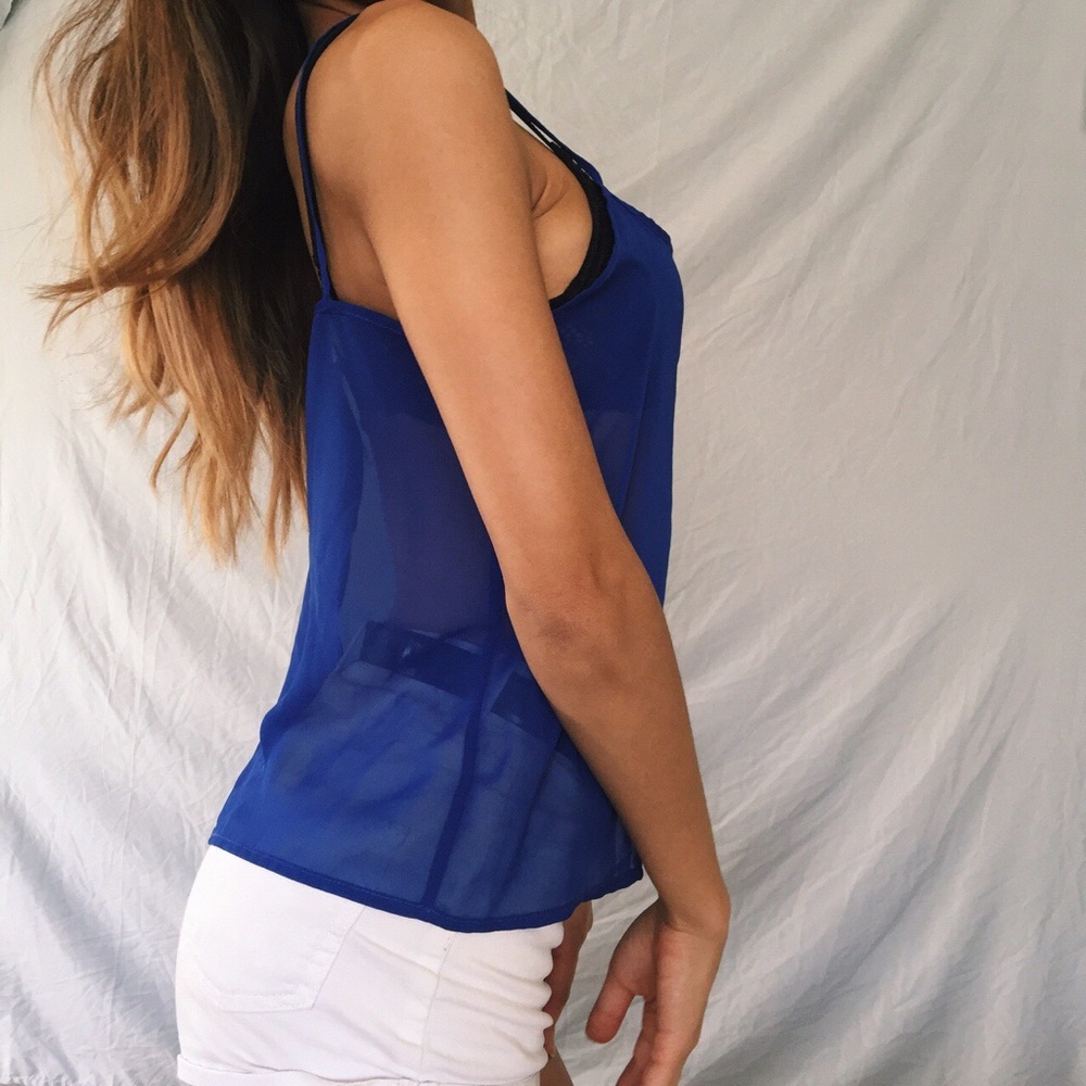 Sheer Royal Blue Chiffon Flowy Camisole