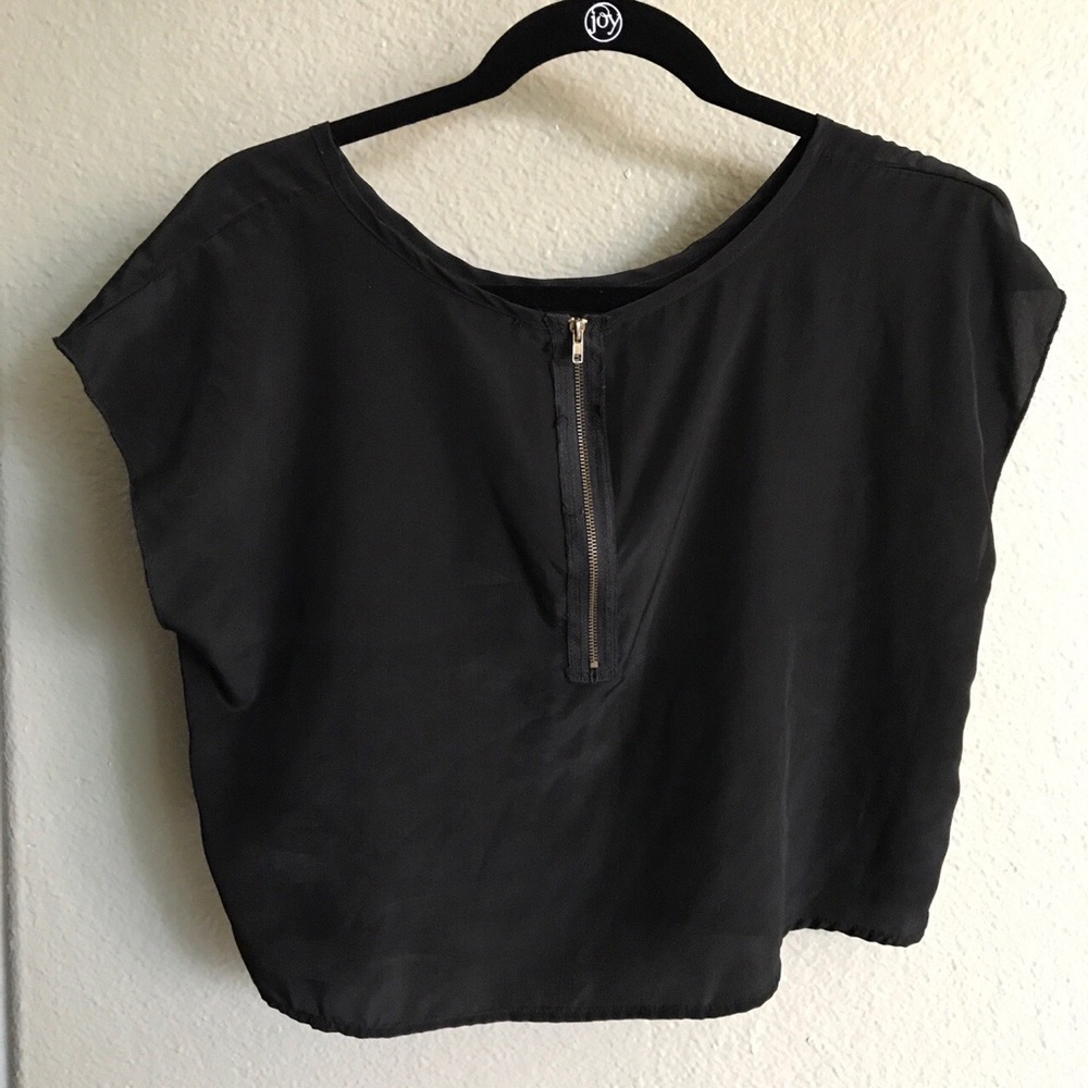 Loose Silky Black Crop Top