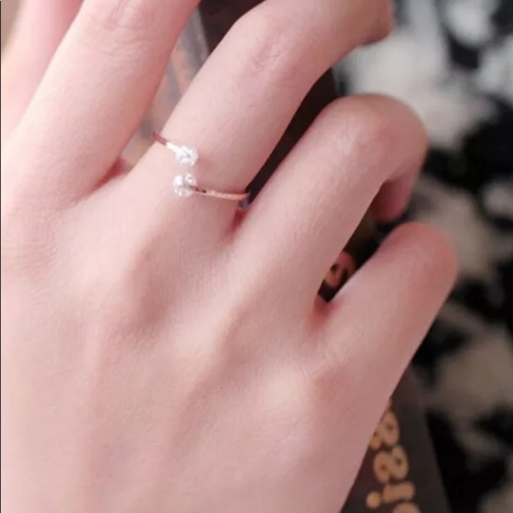 Rose Gold Plated Adjustable Crystal Ring - Picture 3 of 3