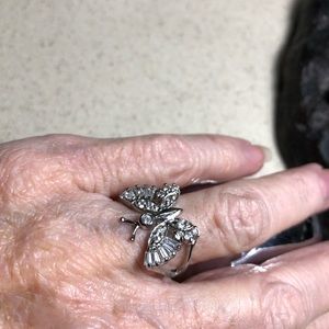 Pretty sterling crystal butterfly ring