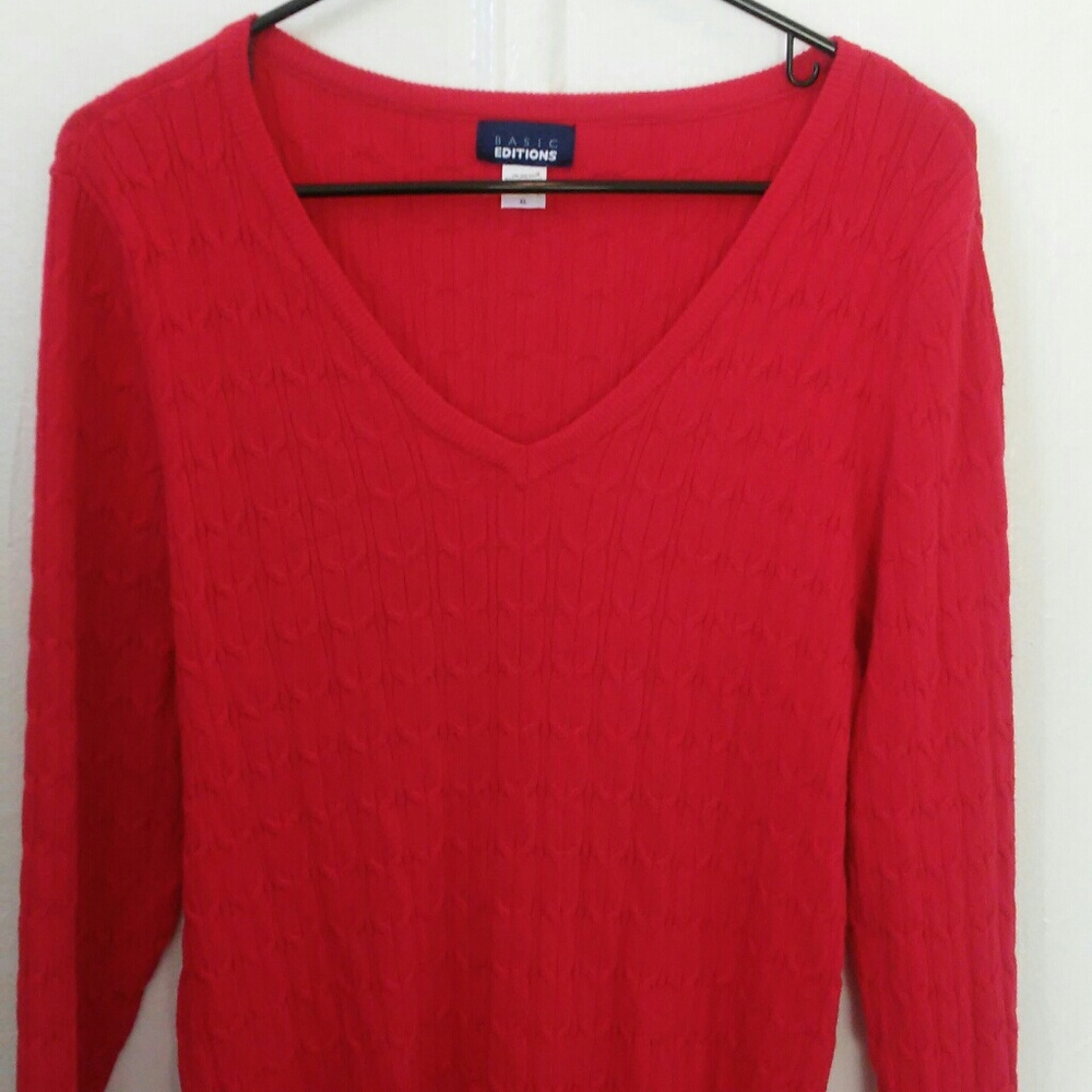 Cherry Red Cable Knit Sweater