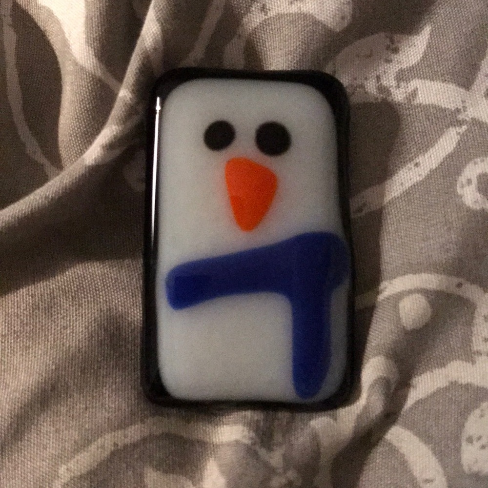 Fused Glass Snowman Pin