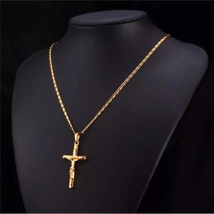 New 18k gold plated cross necklace for men women