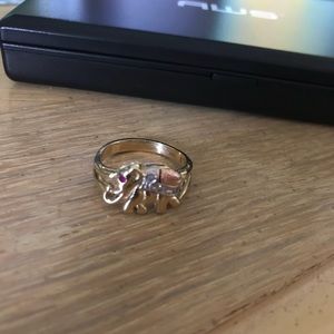 14k yellow and pink gold elephant ring size 8
