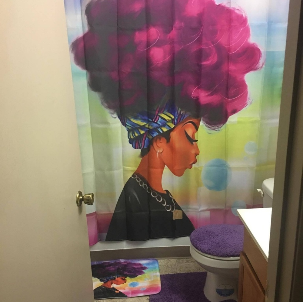 Shower Curtain with hooks and mat