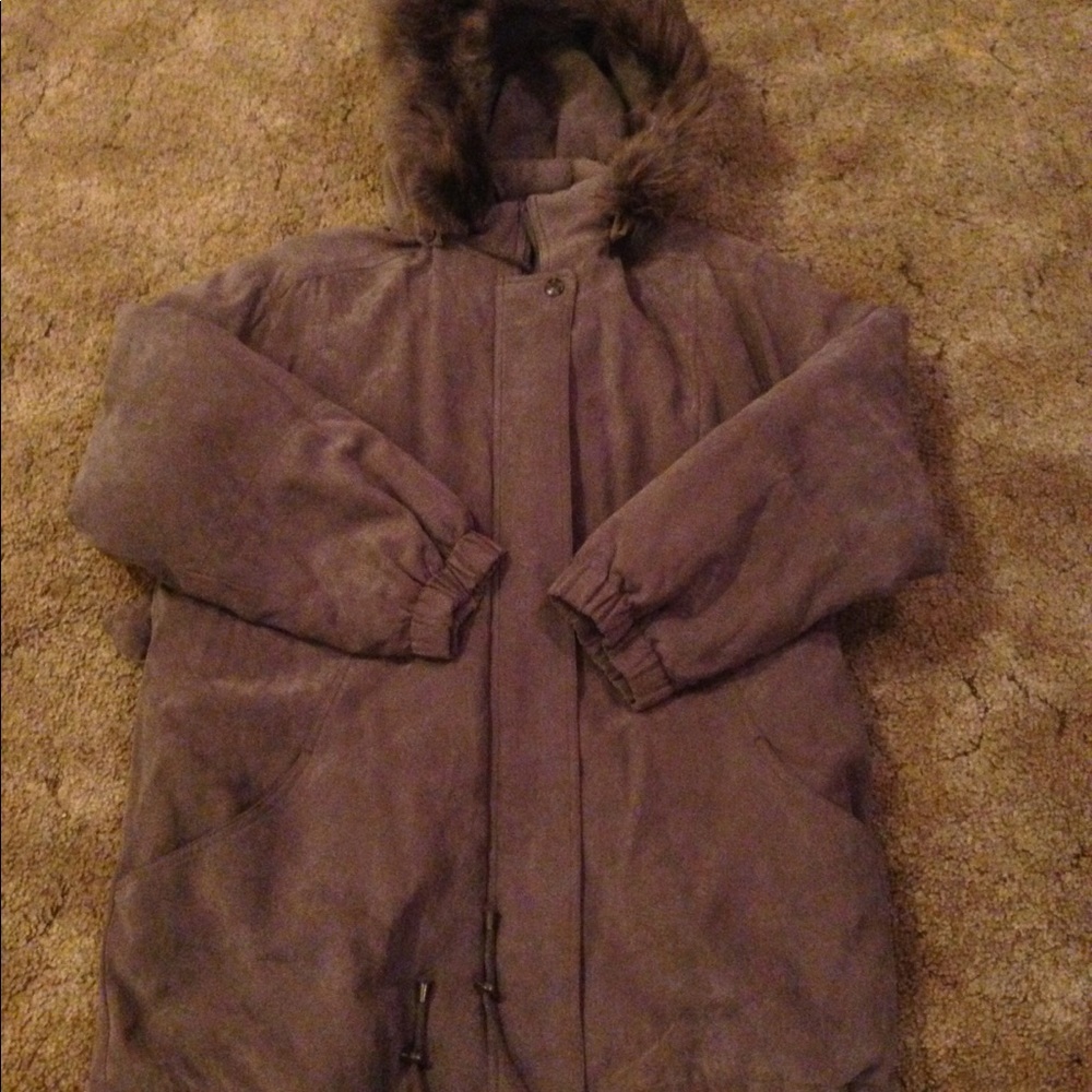 Coat with fur lining hood...size Large...very nice