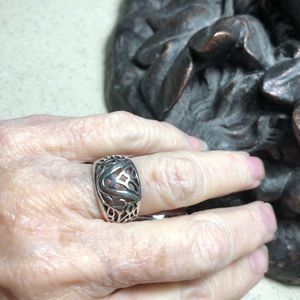 Sterling dome carved ring
