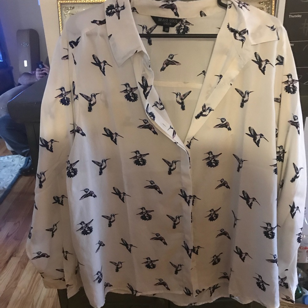 ASOS brave soul bird print blouse