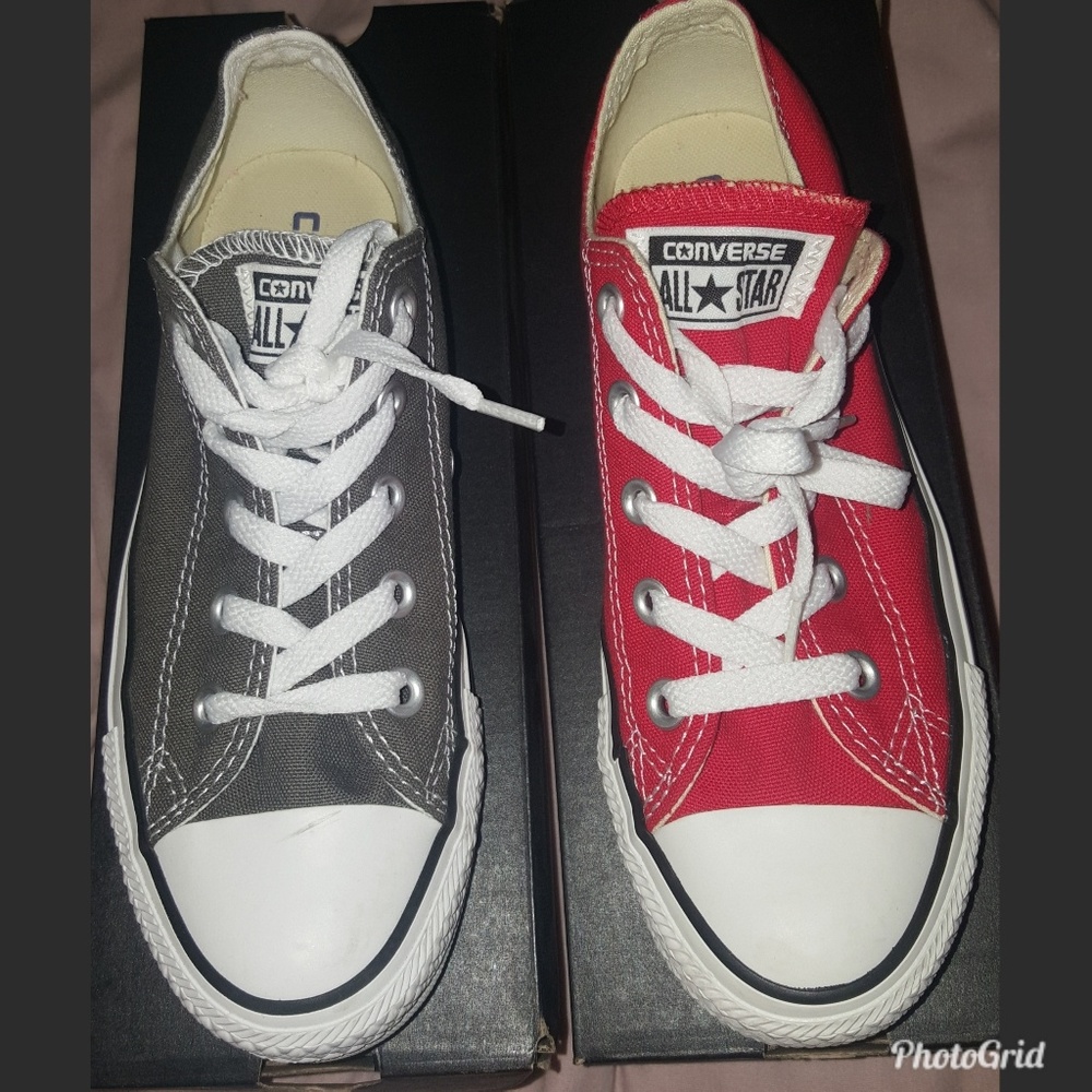 Red and Charcoal low top Converse