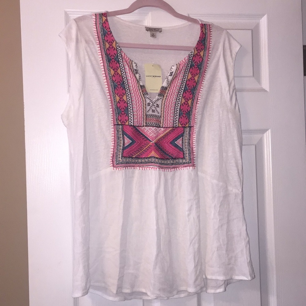 Lucky Brand Embroidered Tank, 1X