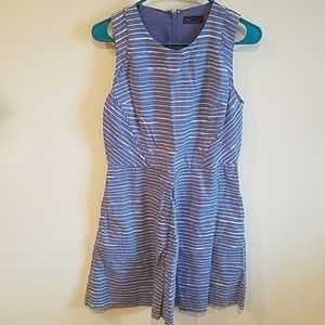 Gap Linen blue and white striped sleeveless dress