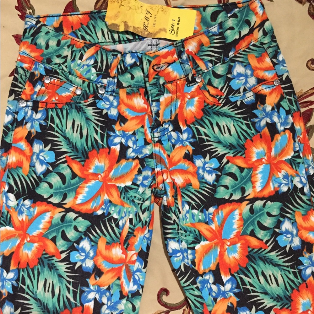 Tropical Floral Jeans
