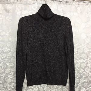 Black Sparkly Silver Metallic Turtleneck Sweater
