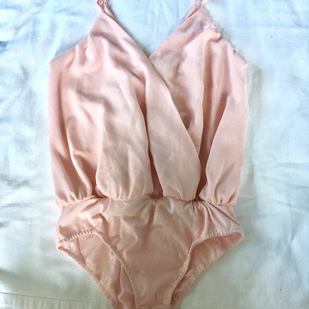TOBI pink Buena wrap bodysuit