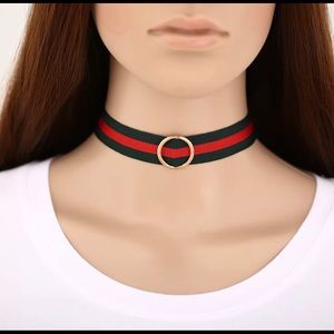 Choker long wrap around Necklace black and red