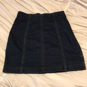 Free People Modern Femme Dark Wash Skirt