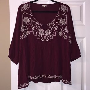Boho Embroidered Top, 1X