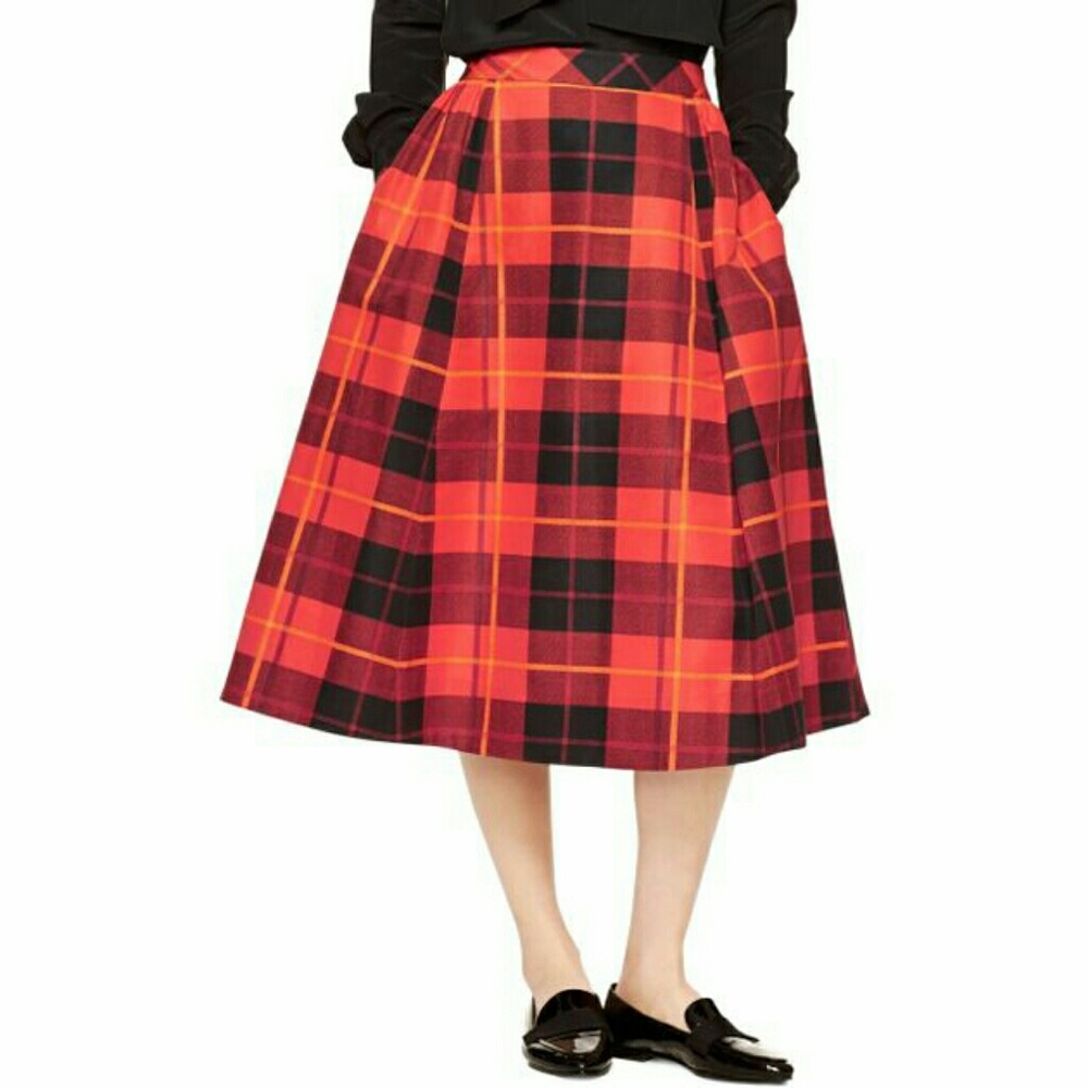 Kate Spade NWT Woodlands plaid midi skirt