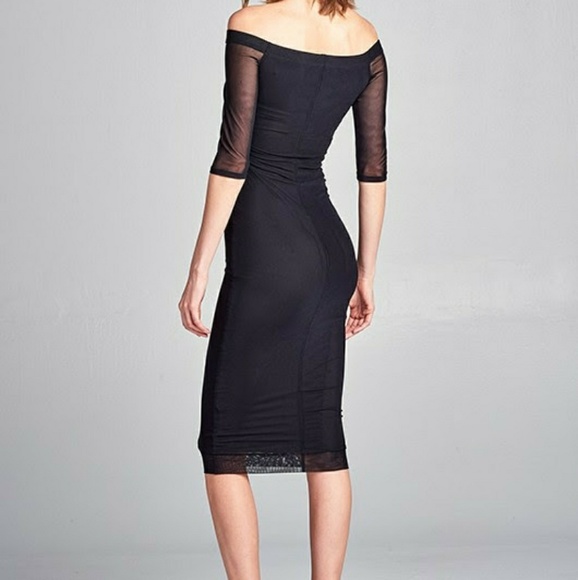 Black off shoulder midi dress - Picture 2 of 2