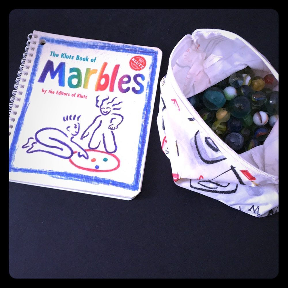 Large bag of assorted marbles w/ how to play book