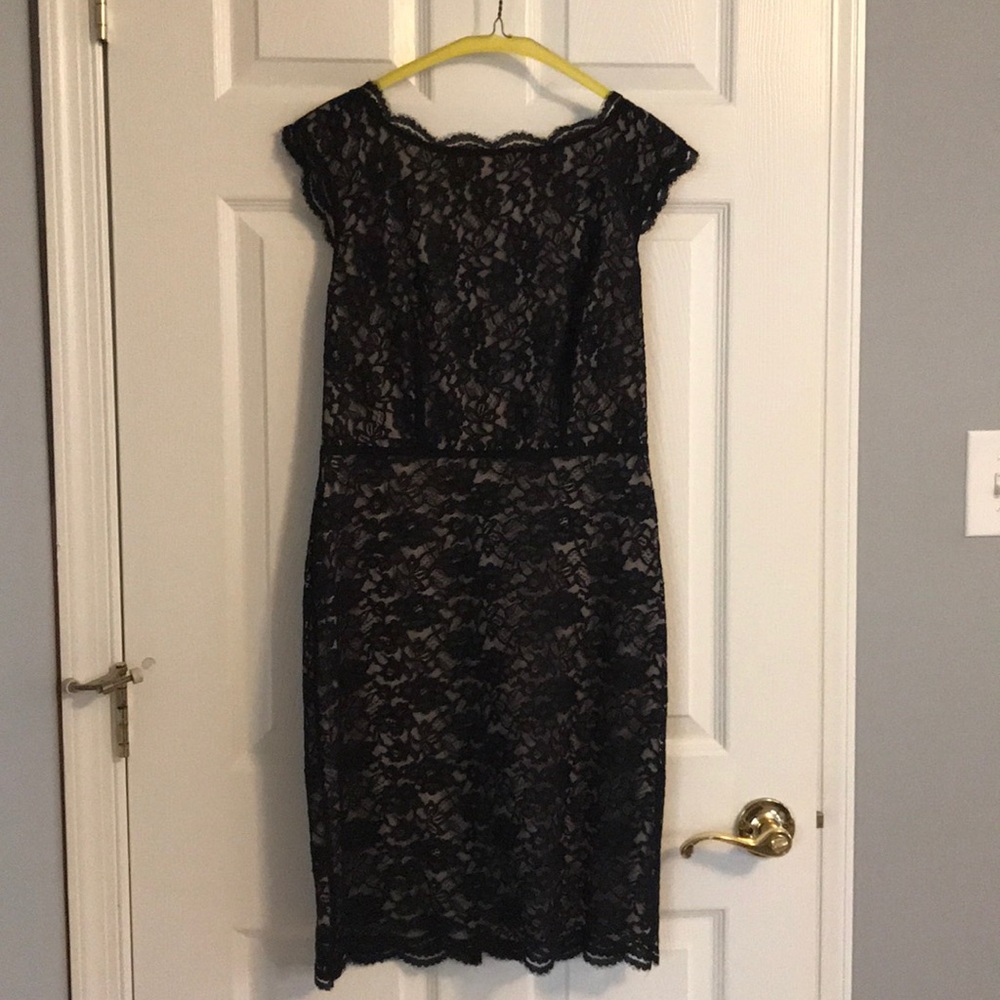 Loft black lace party dress