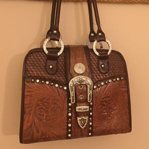 Leather Rhinestone Handbag