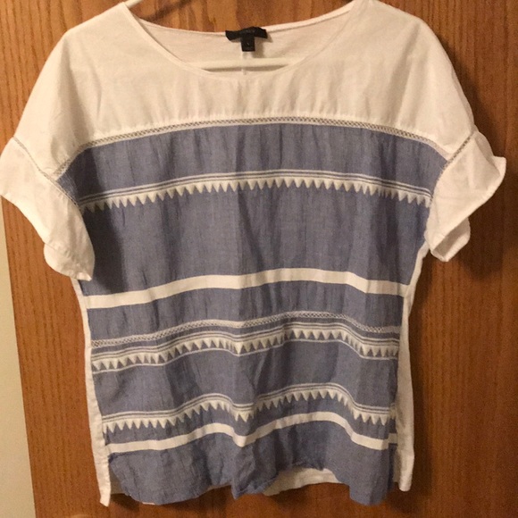 J. Crew Tops - J Crew sz Large white/chambray top