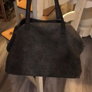 Grey vegan leather bag
